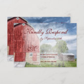 カント素朴リーレッドバーンの結婚式の出欠確認カード 出欠カード (正面/裏面)