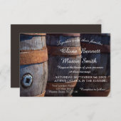 カント素朴リーヴィネヤードワイン樽結婚のカード 招待状 (正面/裏面)