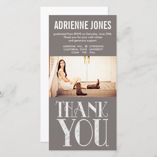 カント素朴リー卒業ありがとう写真 サンキューカード (正面/裏面)