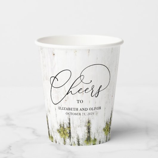 カント素朴リー樺の木樹皮テクスチャ応援 紙コップ (裏面)