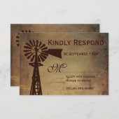 カント素朴リー風車ファーム結婚式RSVPカード 出欠カード (正面/裏面)