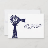 カント素朴リー・ウィンドミル・ネービー・ウェディングRSVPカード 出欠カード (裏面)