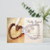 カント素朴リー・ウエスタン・ハートの結婚出欠届けカード 出欠カード (スタンド正面)