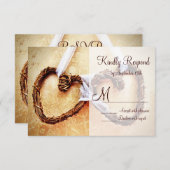 カント素朴リー・ウエスタン・ハートの結婚出欠届けカード 出欠カード (正面/裏面)