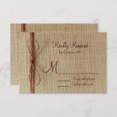 カント素朴リー・バーラップ・トワイン・バウ婚式のRSVPカード 出欠カード (正面/裏面)
