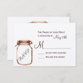 カント素朴リー・メイソン・ジャーの結婚式の出欠確認カード 出欠カード (正面/裏面)