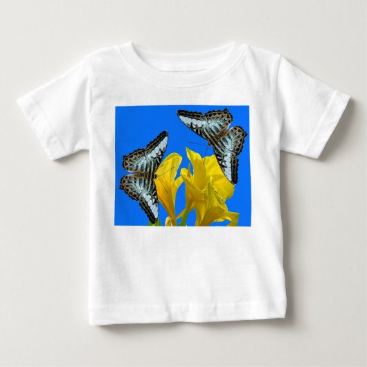 カンナキングのマレーシアの青いクリッパー蝶 ベビーTシャツ (正面)