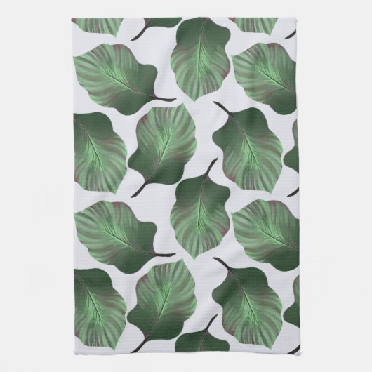 カンナトロピカナ熱帯葉グリーン キッチンタオル (縦)