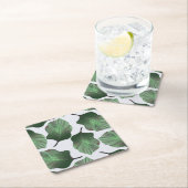 カンナトロピカナ熱帯葉グリーン スクエアペーパーコースター (インサイチュ)