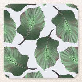 カンナトロピカナ熱帯葉グリーン スクエアペーパーコースター