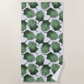 カンナトロピカナ熱帯葉グリーン ビーチタオル (正面)