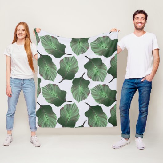 カンナトロピカナ熱帯葉グリーン フリースブランケット (インサイチュ)