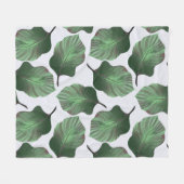 カンナトロピカナ熱帯葉グリーン フリースブランケット (正面(横))