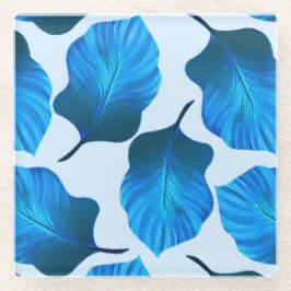 カンナトロピカナ葉ナ熱帯ブルー ガラスコースター
