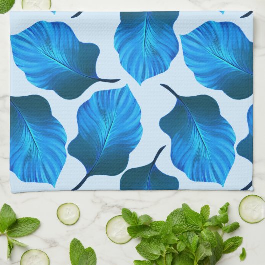 カンナトロピカナ葉ナ熱帯ブルー キッチンタオル (折り畳み)