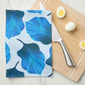 カンナトロピカナ葉ナ熱帯ブルー キッチンタオル (四つ折り)