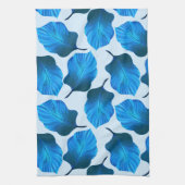 カンナトロピカナ葉ナ熱帯ブルー キッチンタオル (縦)