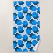 カンナトロピカナ葉ナ熱帯ブルー ビーチタオル (正面)