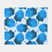 カンナトロピカナ葉ナ熱帯ブルー フリースブランケット (正面(横))