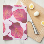 カンナトロピカ葉ナのピンク キッチンタオル (四つ折り)