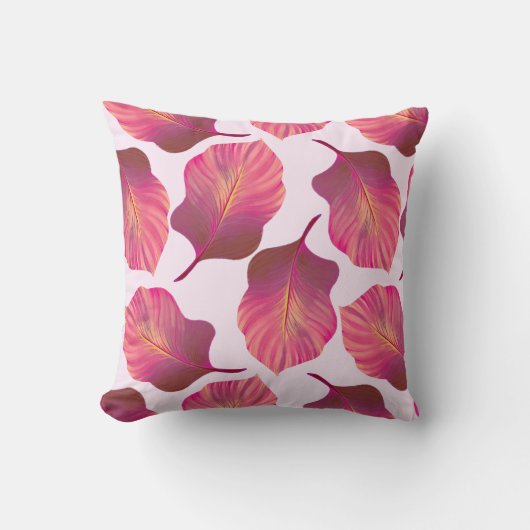 カンナトロピカ葉ナのピンク クッション (正面)