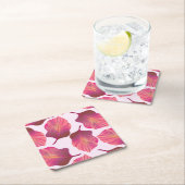 カンナトロピカ葉ナのピンク スクエアペーパーコースター (インサイチュ)