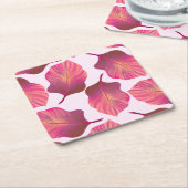 カンナトロピカ葉ナのピンク スクエアペーパーコースター (アングル)