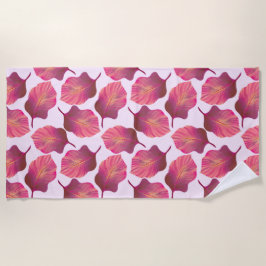カンナトロピカ葉ナのピンク ビーチタオル