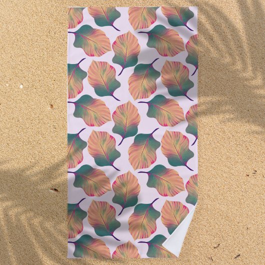 カンナトロピカ葉ナンズインパステル ビーチタオル
