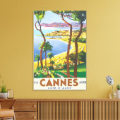 カンヌコートダジュールVintage旅行ポスター キャンバスプリント (インサイチュ (リビング))