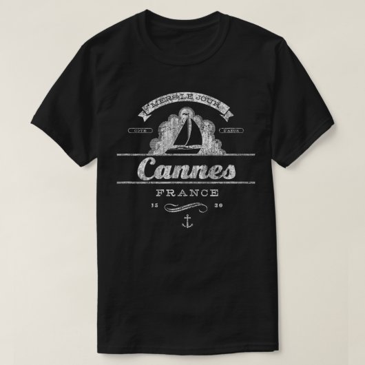 カンヌシルボートヴィンテージ航海のズローバック Tシャツ (デザイン正面)
