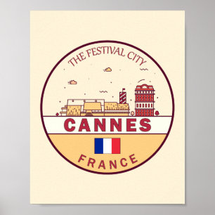 カンヌフランスシティスカイラインエンブレム ポスター