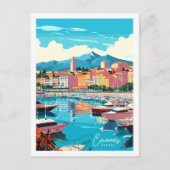 カンヌフランスヴィンテージ旅行イラストレーション ポストカード (正面)