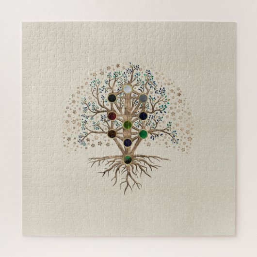 カンバス上の命の木カバラ ジグソーパズル (縦)