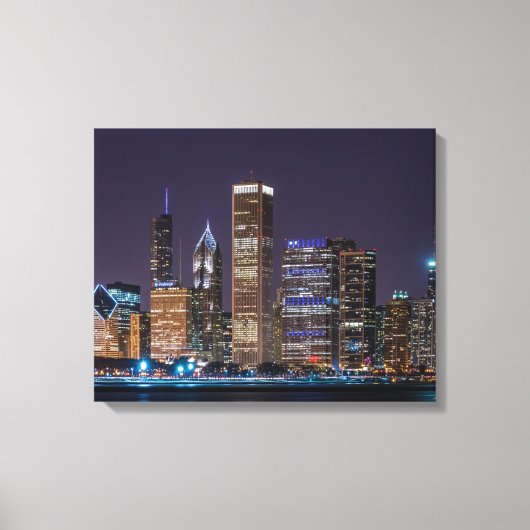カンバス – Chicago Skyline Illinois with Night Sky キャンバスプリント (正面)