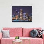 カンバス – Chicago Skyline Illinois with Night Sky キャンバスプリント (インサイチュ (リビング))