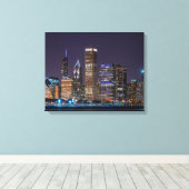 カンバス – Chicago Skyline Illinois with Night Sky キャンバスプリント (インサイチュ (ウッドフロア))