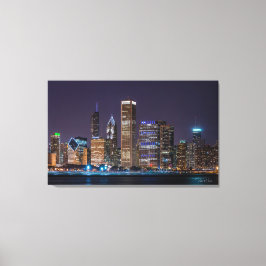 カンバス – Chicago Skyline Illinois with Night Sky キャンバスプリント