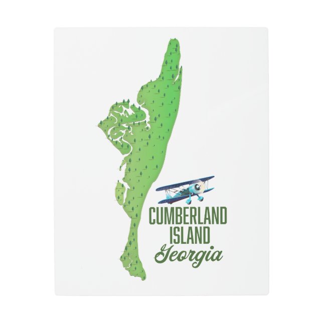 カンバーランド島ジョージアの地図 メタルプリント (正面)