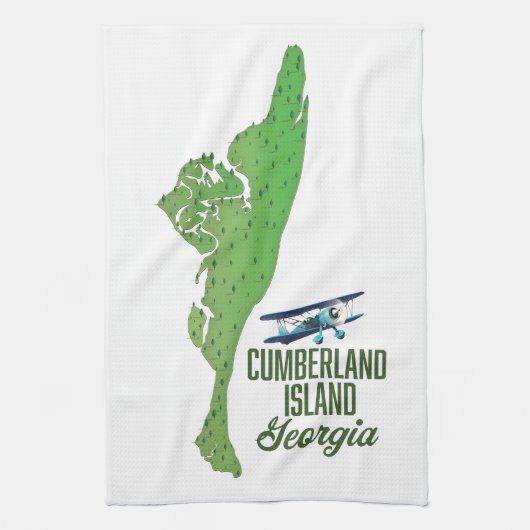 カンバーランド島ジョージア地図 キッチンタオル (縦)
