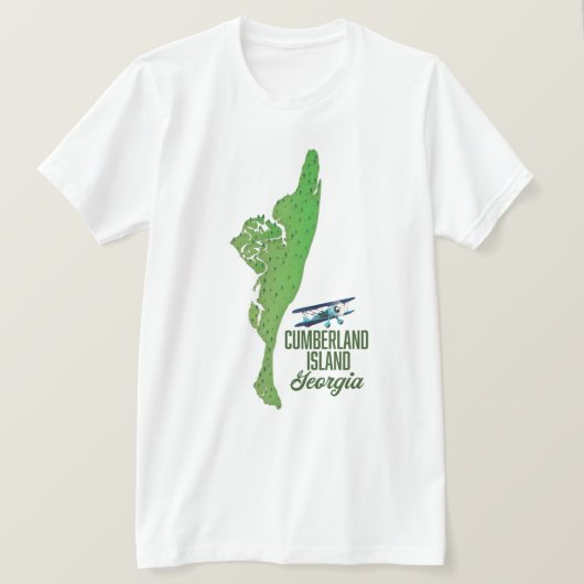 カンバーランド島ジョージア州地図 Tシャツ (デザイン正面)