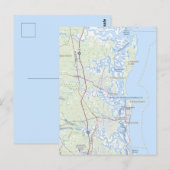 カンバーランド島ジョージア州海岸マップポストカード ポストカード (正面/裏面)