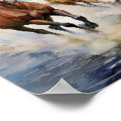 カンバーランド島国立公園馬水彩色 ポスター (角)