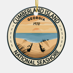 カンバーランド島国立海岸ジョージア州旗 セラミックオーナメント