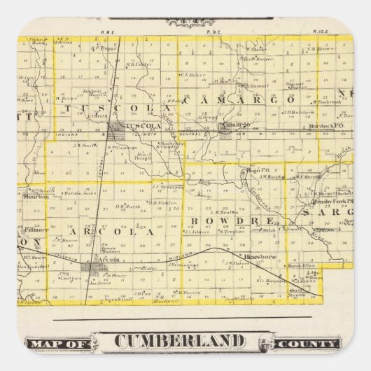 カンバーランド県のダグラス県地図 スクエアシール (正面)