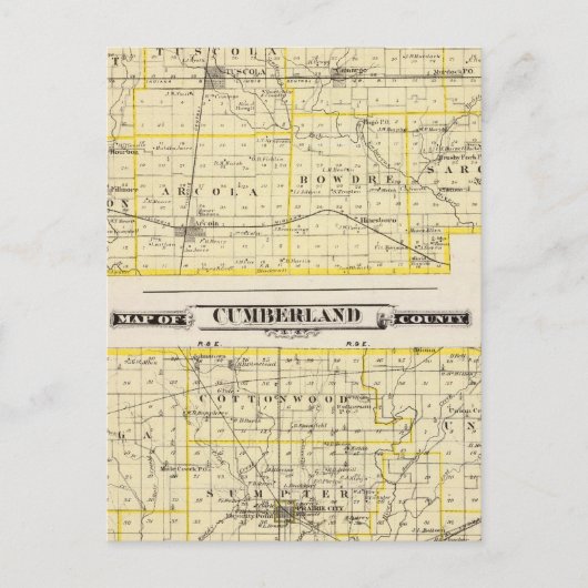 カンバーランド県のダグラス県地図 ポストカード (正面)