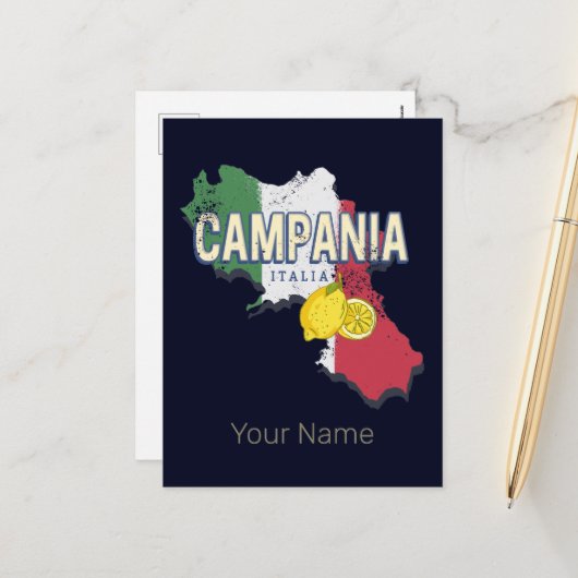 カンパニアイタリアレトロリージョンマップヴィンテージ土産 シーズンポストカード (正面/裏面インサイチュ)