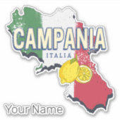 カンパニアイタリアレトロリージョンマップヴィンテージ土産 シール (正面)