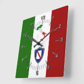 カンパニア国旗（イタリア） スクエア壁時計 (傾斜)