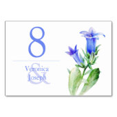 カンパヌラブルー結婚ワイルドフラワーのテーブルカード テーブルナンバー (正面)